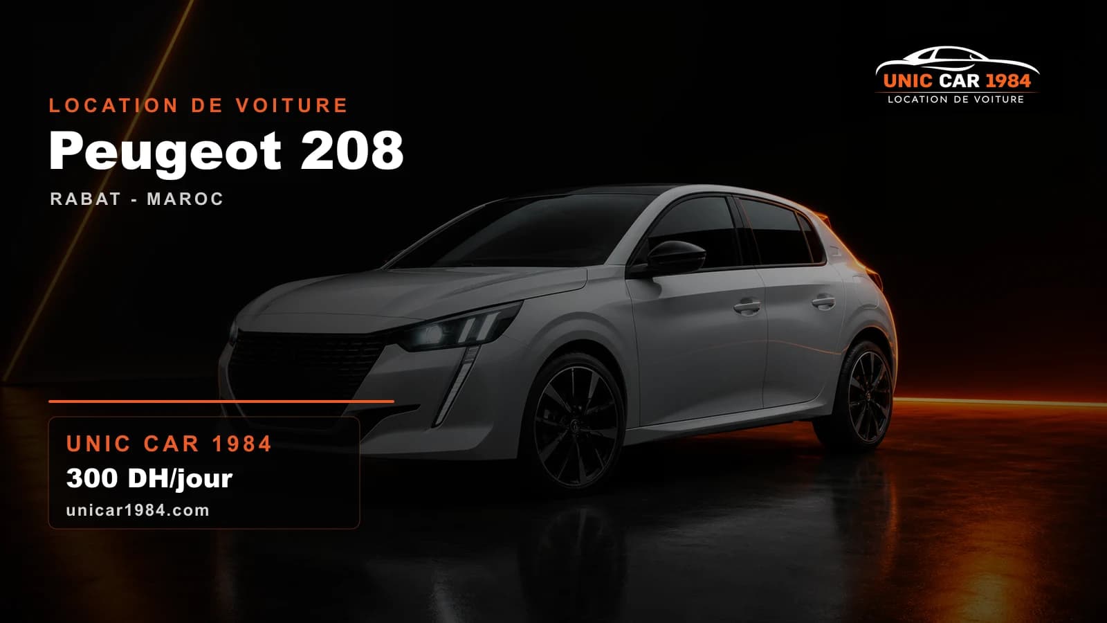 Peugeot 208 disponible à la location à Rabat